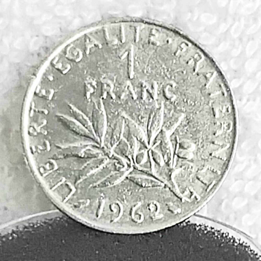 Circulated 1962 France 1 Franc Republique Francaise Cion Made of Nickel!!